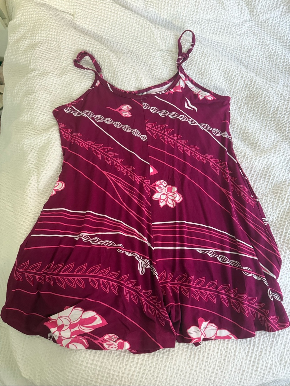 Missing Polynesia - Hawaiian/Aloha Sleeveless Floral Swing Dress in Berry Pink